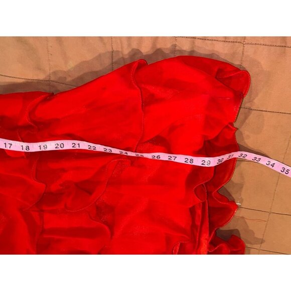 JJ'S House Red Strapless Ruffled Floral Rhinestone Accents Women's Mini Dress Si - Picture 8 of 9